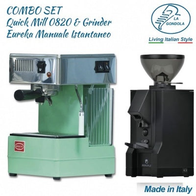 【エスプレッソマシン＆グラインダーセット】QuickMill- Steel Model Combo Quick Mill Espresso Machine 0820 Green + Eureka Coffeè Grinder