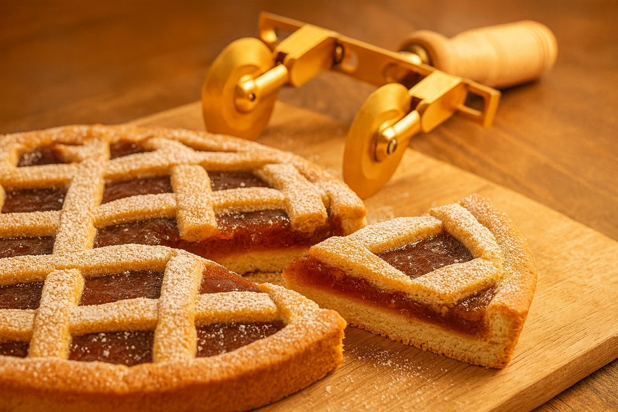 【パスタ製造ツール】LaGondola Set of 2 Double Adjustable Festooned /Smooth  Pasta Cutter Wheel - Aldo