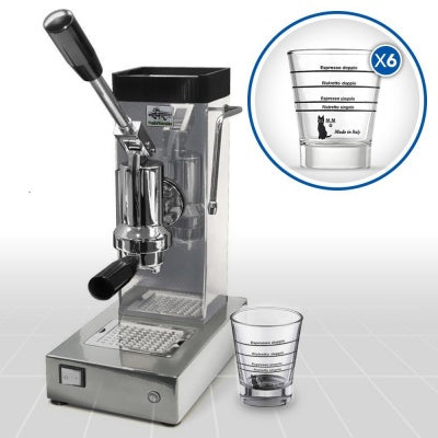 Ponte Vecchio Lever Pontevecchio Lever Espresso Machine Export Chrome + 6 Graduated Glasses - レバー式エスプレッソマシン | BARISTA TOOLS
