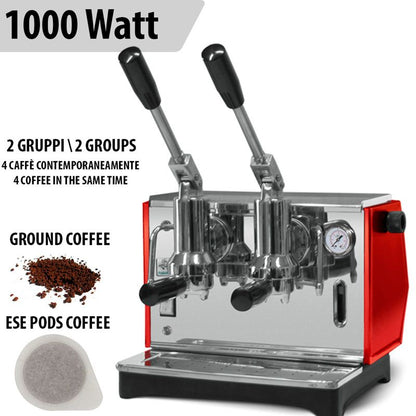 【レバー式エスプレッソマシン】Ponte Vecchio Lever Pontevecchio Lever Espresso Machine Lusso 2 Groups Red
