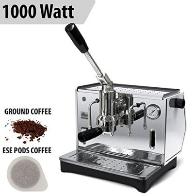 【レバー式エスプレッソマシン】Ponte Vecchio Lever Pontevecchio Lever Espresso Machine Lusso Chrome + 6 Graduated Glasses